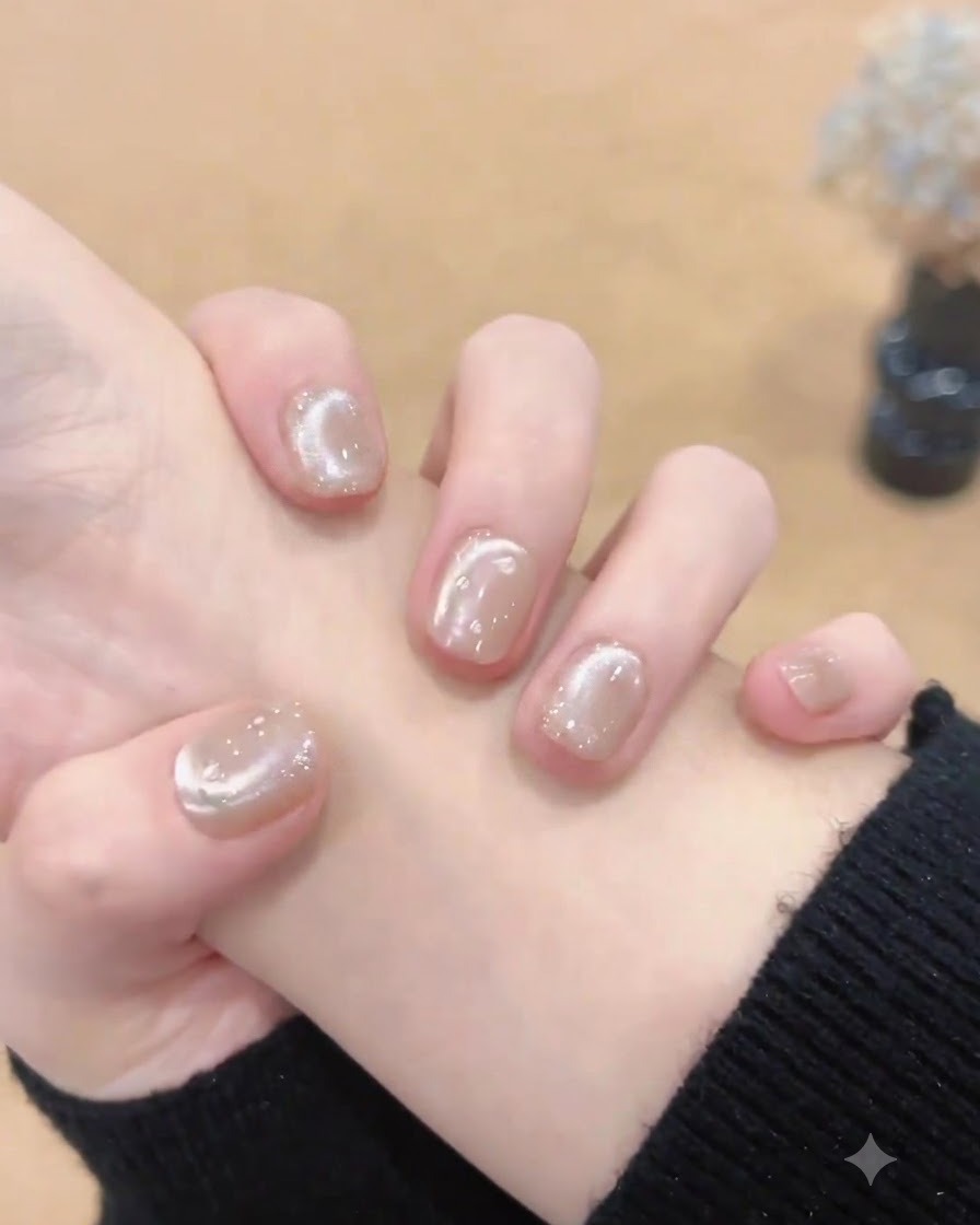Una mano flexionándose para revelar cutículas limpias y una longitud de uñas corta y pulida.