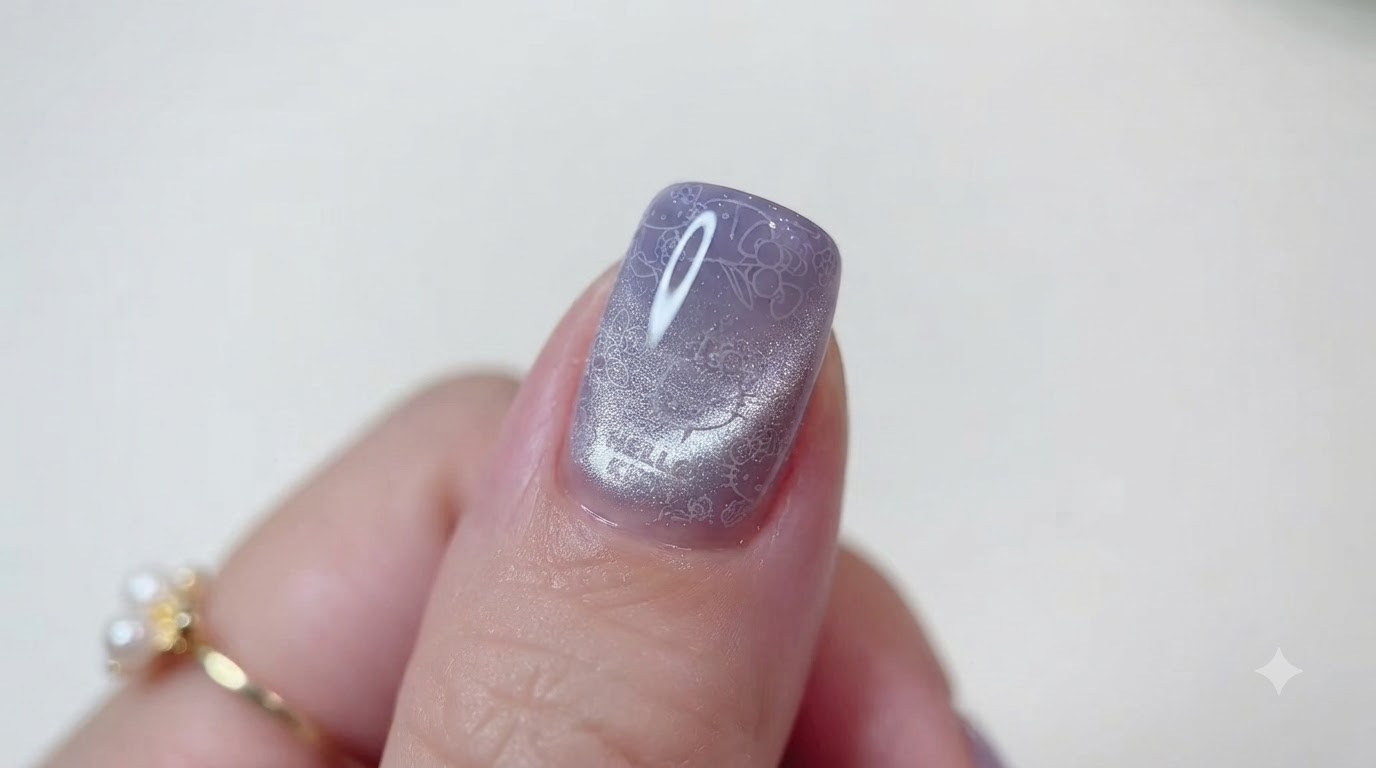 Tutorial de Uñas de Gel: Ombré Morado de Verano y Ojo de Gato de Hello Kitty