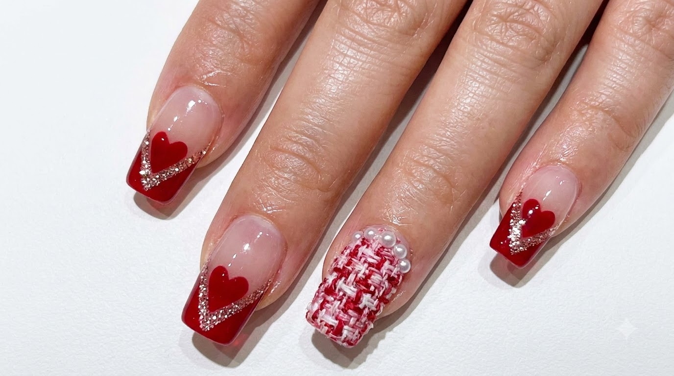 Uñas de Corazón con Punta Francesa en V Platino — Tutorial Paso a Paso