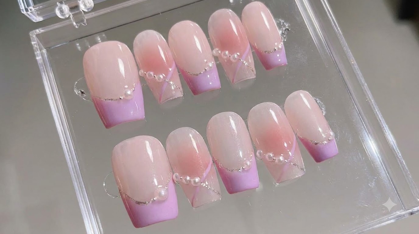 Uñas de Perlas con Estilo Francés Irregular — Tutorial Paso a Paso