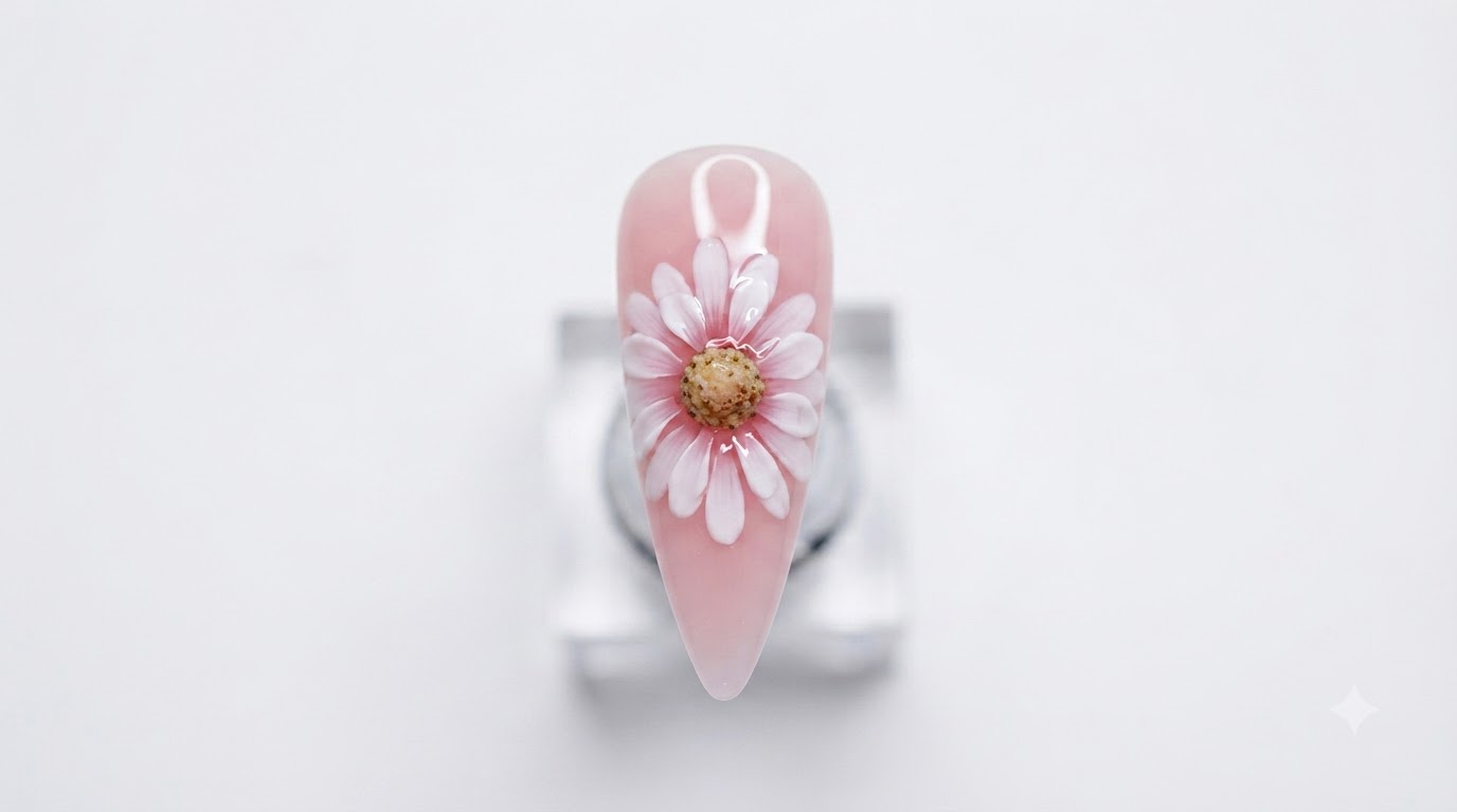 Diseño de Uñas Margaritas de Doble Capa: Tutorial de Flores 3D Dimensionales