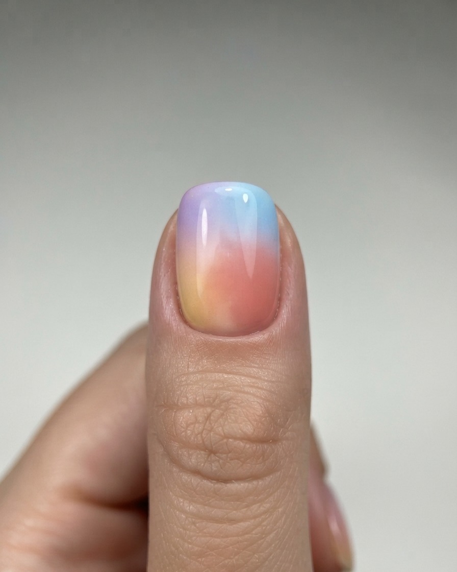 Una caja de paleta decorativa con una tapa de pintura floral de acuarela sostenida por una mano con guante.