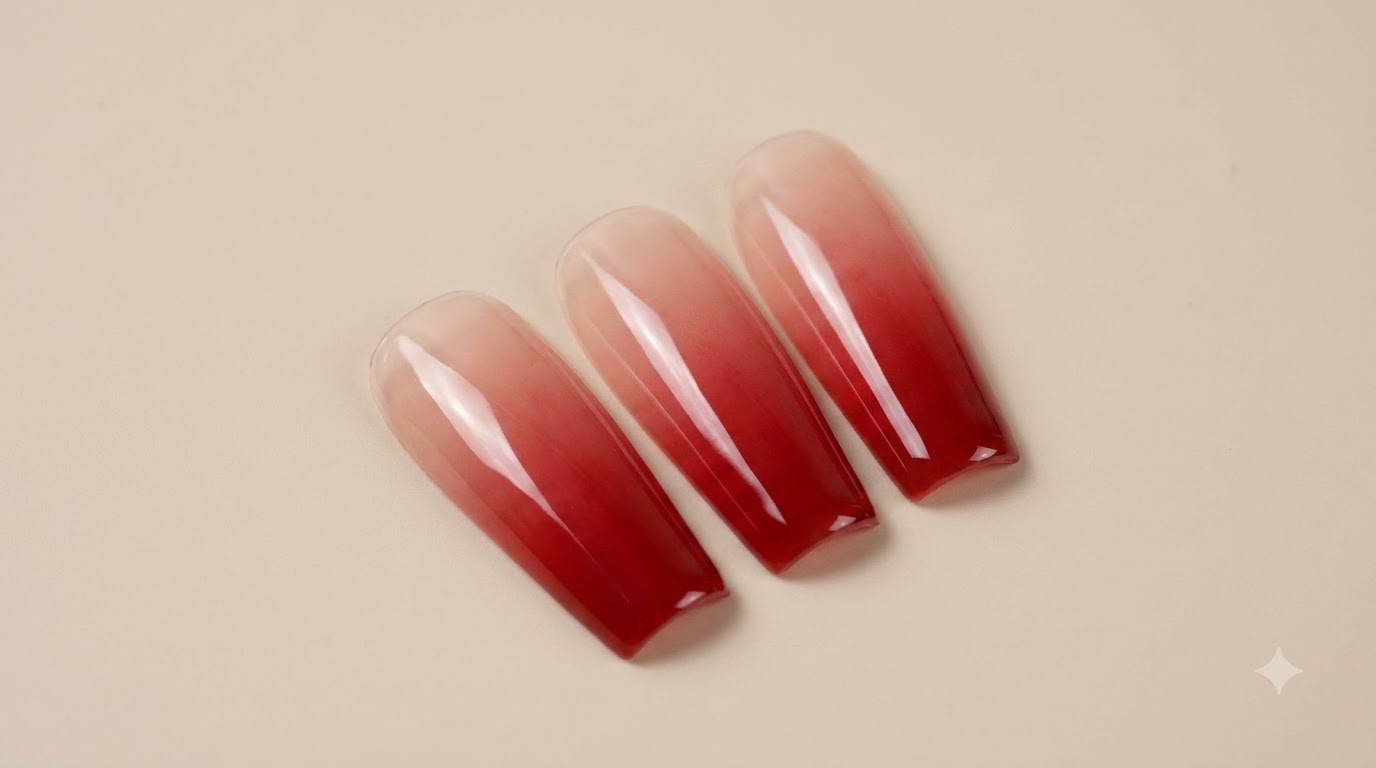 Uñas degradadas rojo sangre y estilo blush — Tutorial paso a paso