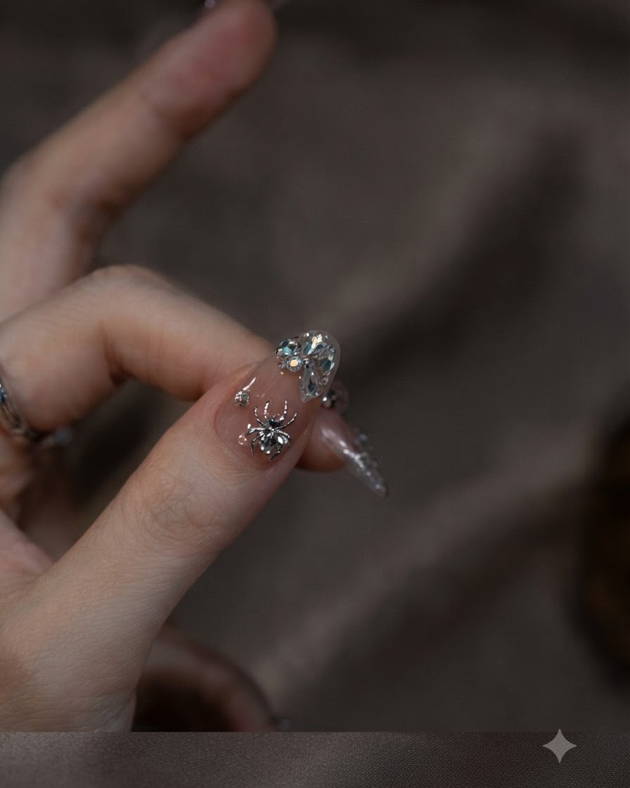 Dedos moviéndose sutilmente bajo la iluminación de estudio para resaltar el acabado brillante e impecable de una manicura de gel terminada.