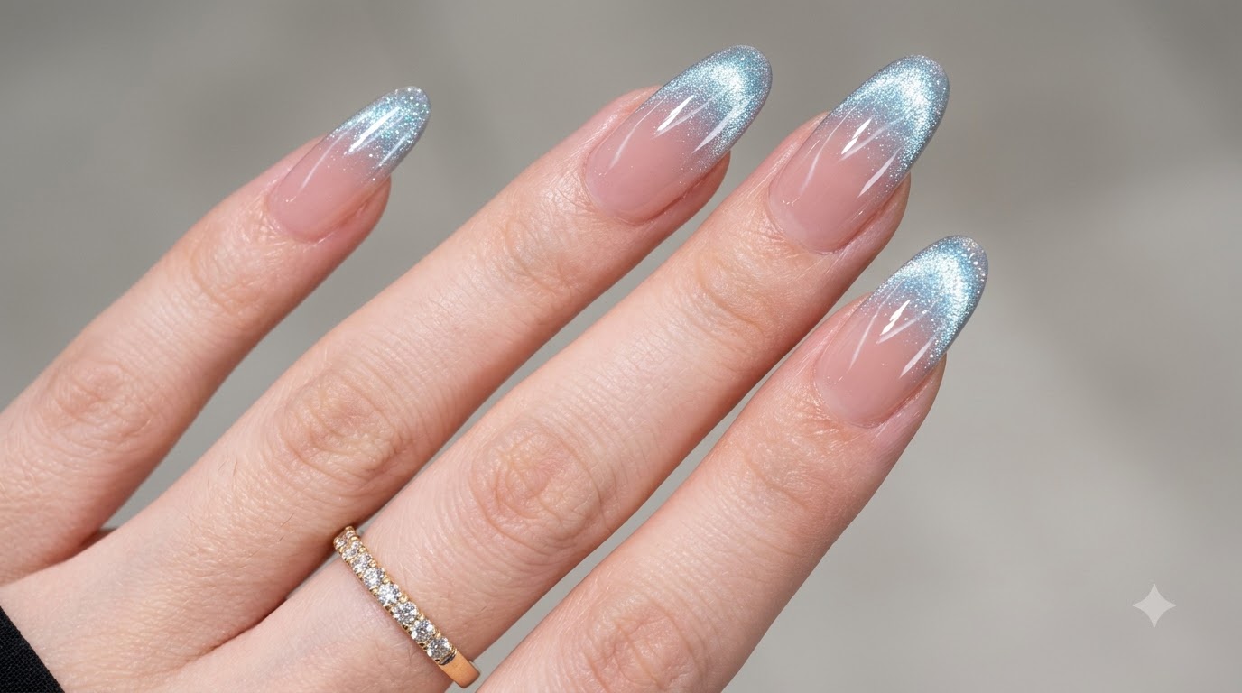 Uñas Cat Eye Degradadas en Azul Hielo — Tutorial Paso a Paso