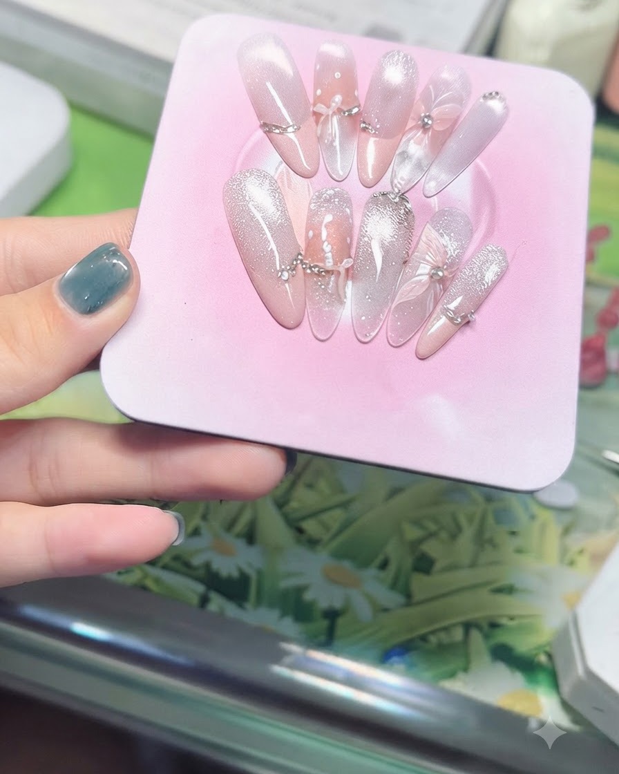 Plano detalle macro que muestra la suave mezcla del degradado rosa nude cerca del área de la cutícula bajo una capa superior brillante.