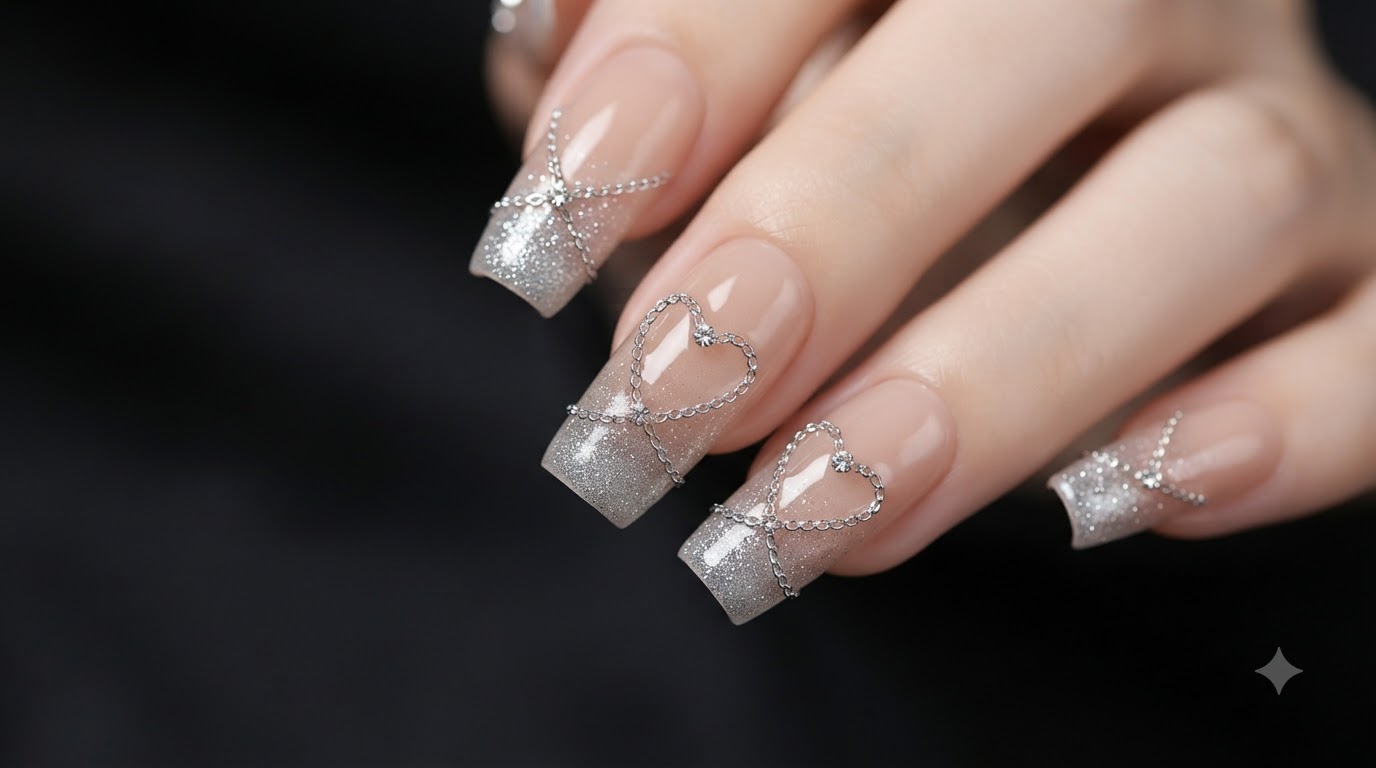 Uñas de Estilo Hada con Cadenas de Estrás y Degradado — Tutorial Paso a Paso