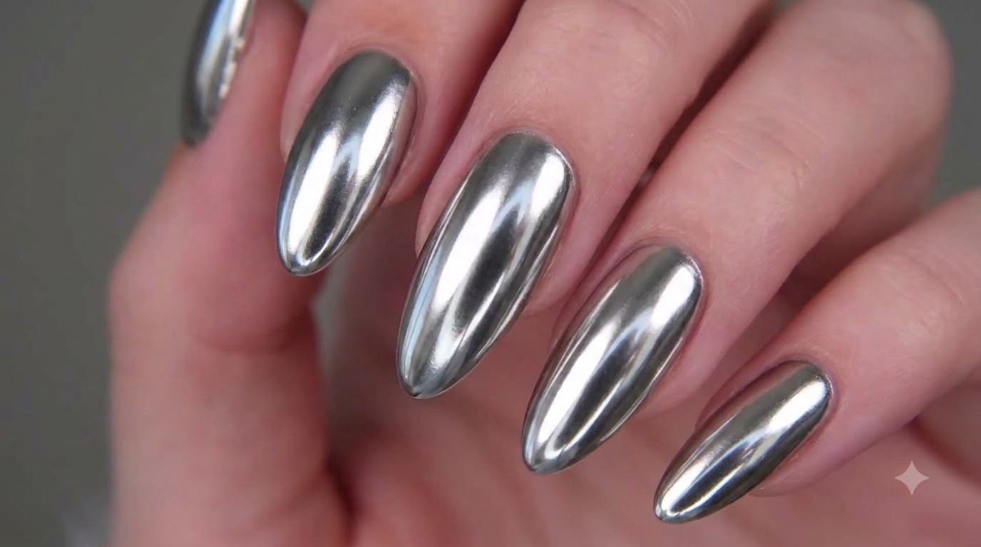 Uñas de Gel Cromadas Plateadas Efecto Espejo — Tutorial Paso a Paso