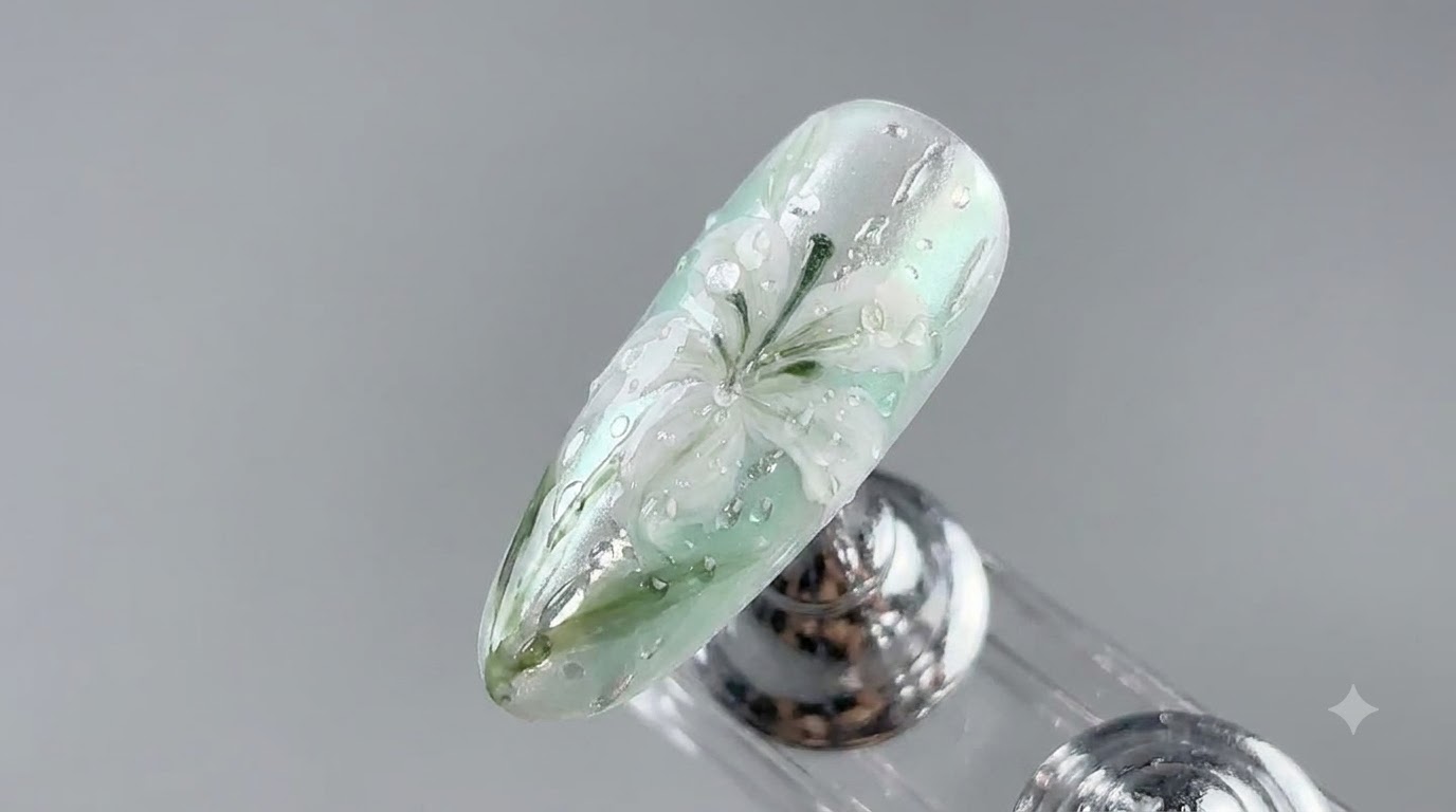 Nail Art de Lirios bajo la Lluvia de Verano — Tutorial de Gel Paso a Paso